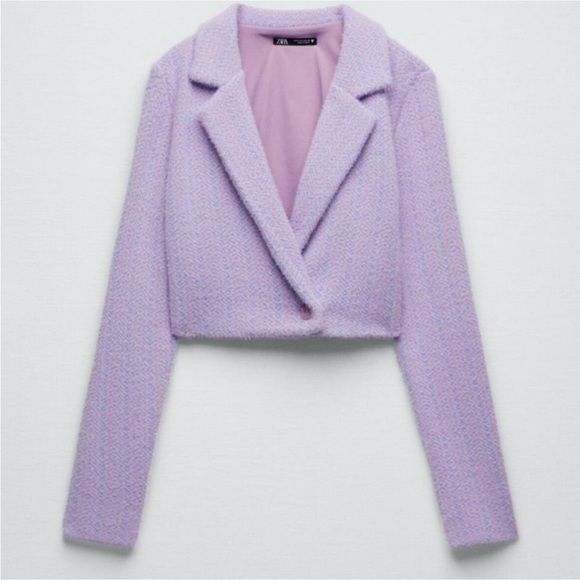 ZARA cropped jacket BLUE People  FAUX Fur Fuzzy Bloggers - Picture 9 of 9